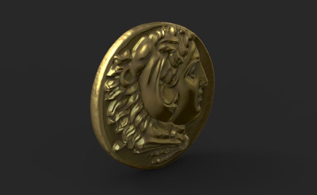 Alexander the Great as Heracles, on a stunning Pergamon coin. 3D print model