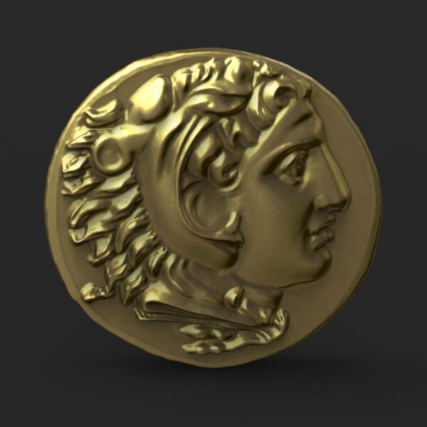 Alexander the Great, as Heracles, on aPergamon coin. 3D print model
