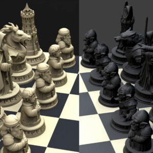 Medieval Epic Fantasy Chess Set with Intricate 3D-Sculpted Pieces