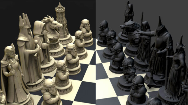 Medieval Epic Fantasy Chess Set with Intricate 3D-Sculpted Pieces
