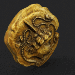 3D-rendered gold Gaulish stater showing an Apollonian profile on one side and a horse with a hippophore figure on the other.